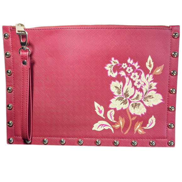 White House Black Market New studded clutch with painted floral design - Picture 1 of 9